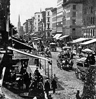 Omnibuses on Broadway, New York City, 1800s